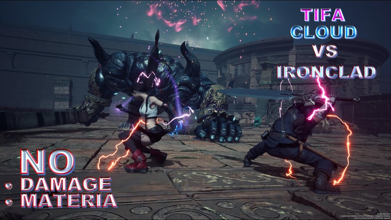 FFVII REBIRTH TIFA & CLOUD VS IRONCLAD HARD MODE NO MATERIA NO DAMAGE
