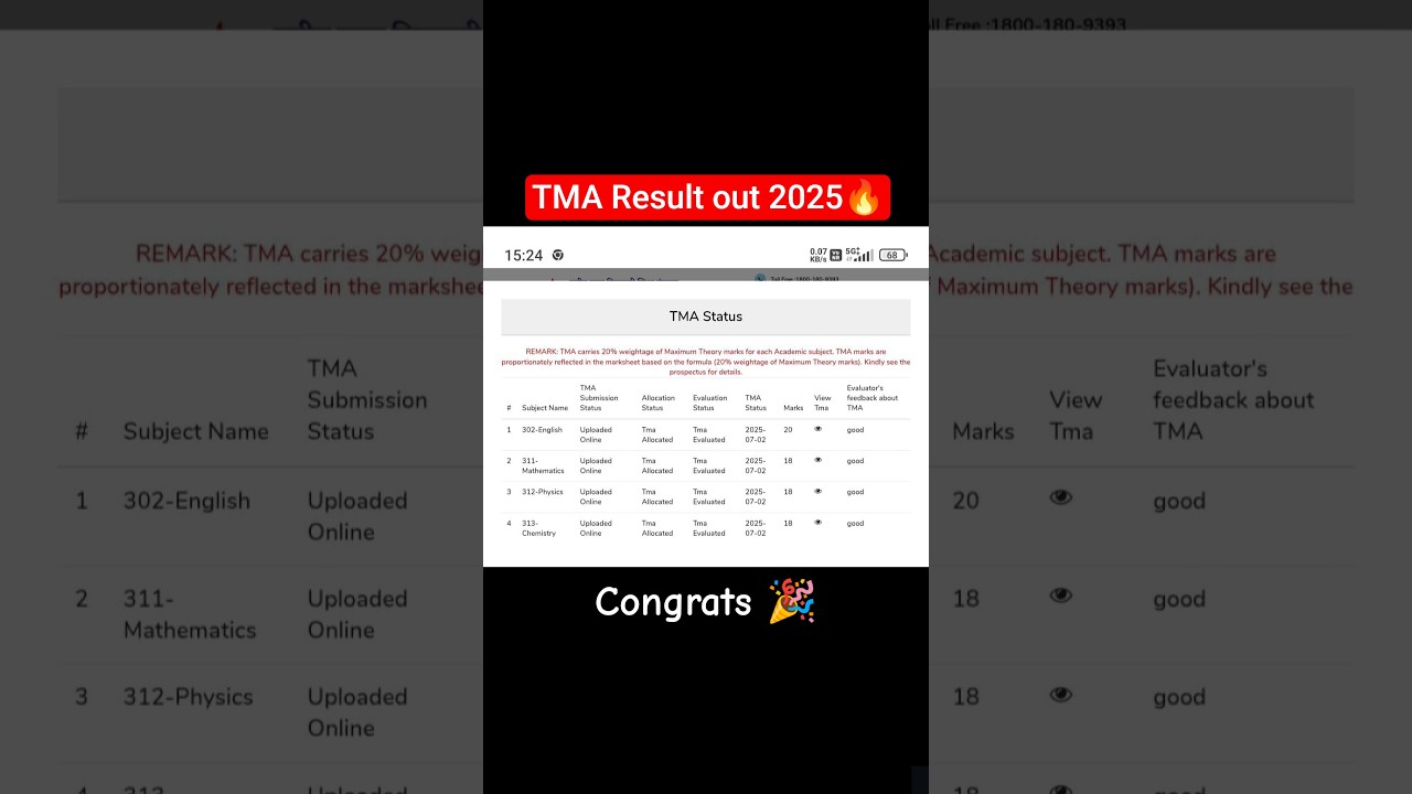20/20 NIOS TMA Full Marks | TMA Result Out October 2025 | Kriscap Education | 