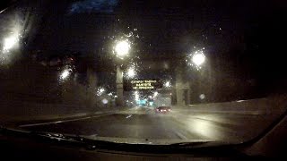 Attiki Odos on a rainy night, Greece (freeway / motorway driving) - onboard camera