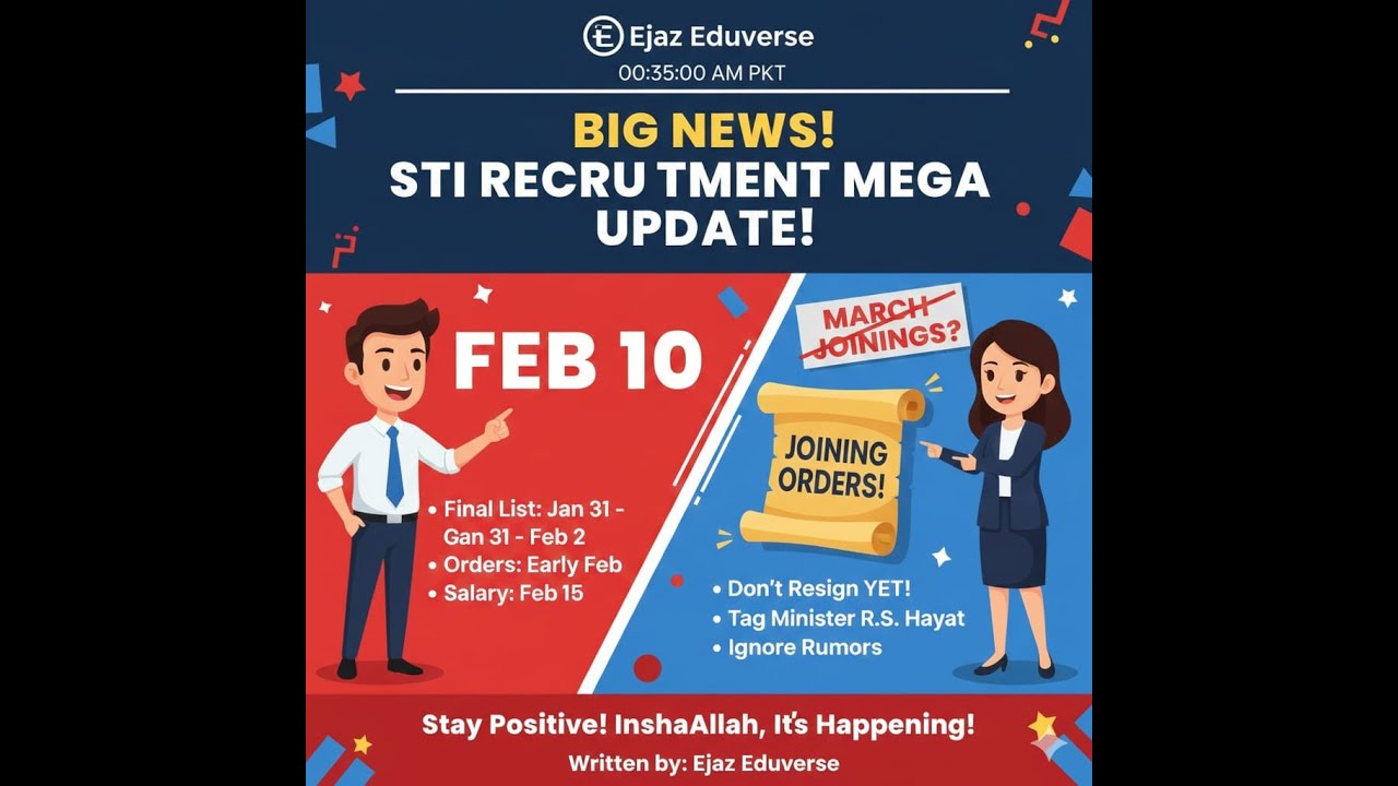 STI Phase 1 & 2: خوشخبری! فائنل لسٹ اور جوائننگ آرڈرز کی تاریخ آگئی | Reality of March Joining