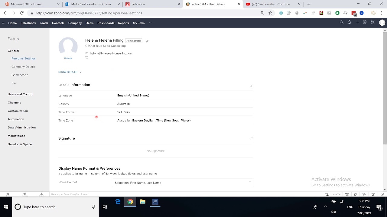 How to setup your Signature in Zoho CRM - YouTube