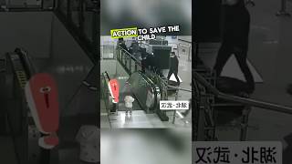 Quick-Thinking Hero Saves Toddler on Escalator—Heart-Stopping CCTV Moment!" #shortsfeed