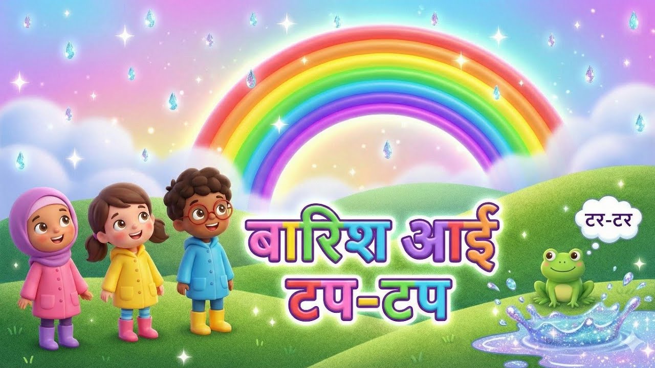 बारिश का मज़ा! 🐸 Rain Song for Kids | Funny Frog & Rainbow 🌈 | 3D Hindi Rhymes