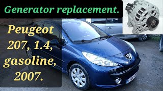 Peugeot 207, 1.4, gasoline, 2007. Generator replacement. 