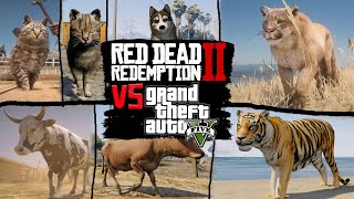 ANIMAL gameplay Comparison in GTA 5 vs RDR2 → Part 1