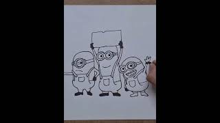 Minions Drawing -Freehand Outline & Using Pencils Colour's -Cartoon Character -Watch Full & More 👇