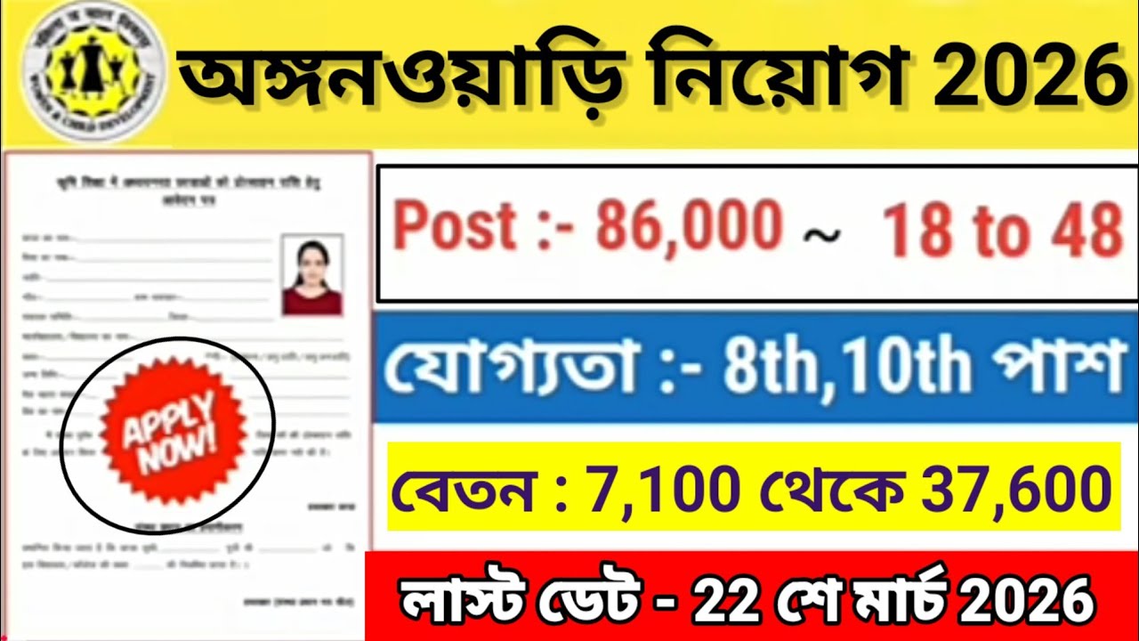 Anganwadi new varti|অঙ্গনওয়াড়ি নিয়োগ 2026|Anganwadi New Vacancy 2026|Anganwadi Requirement 2026