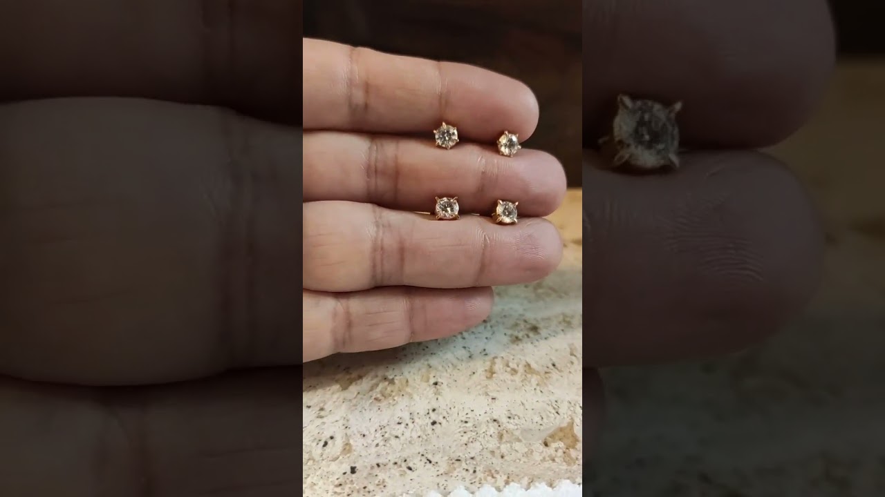 Solitaire Zircon Earrings 4 & 6 Pinji Earring Close setting Daily Wear Unisex 