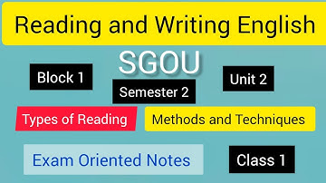 SGOU. Reading and writing English.Types of reading. Skimming  Scanning etc. Notes