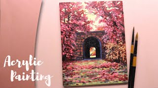 Acrylic Landscape Painting in Time-lapse / Trees and tunnel / PaintwithShiba