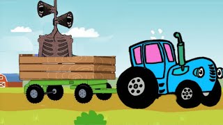 Синий трактор и серенеголовый, песенки для детей. синий трактор по полям.