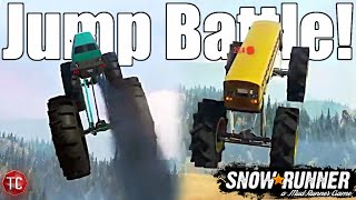 SnowRunner: MONSTER BUS vs MONSTROSITY at the GIANT DUNE JUMP!