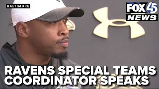 Ravens Special Teams Coordinator Chris Horton speaks to the media after the bye week