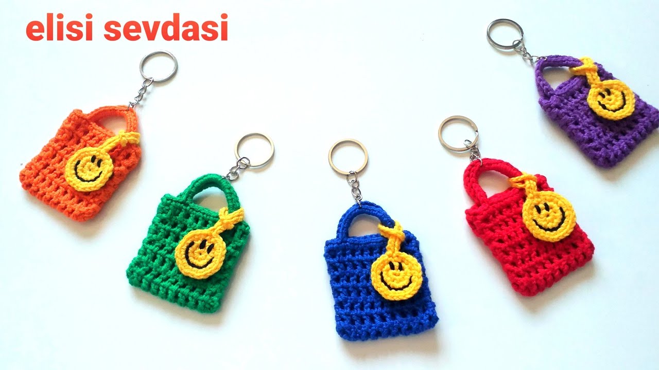 ❗SUBTİTLED HEDİYELİK MİNİ ÇANTA  ANAHTARLIK/EASY CROCHET KEYCHAİN/ mini bag