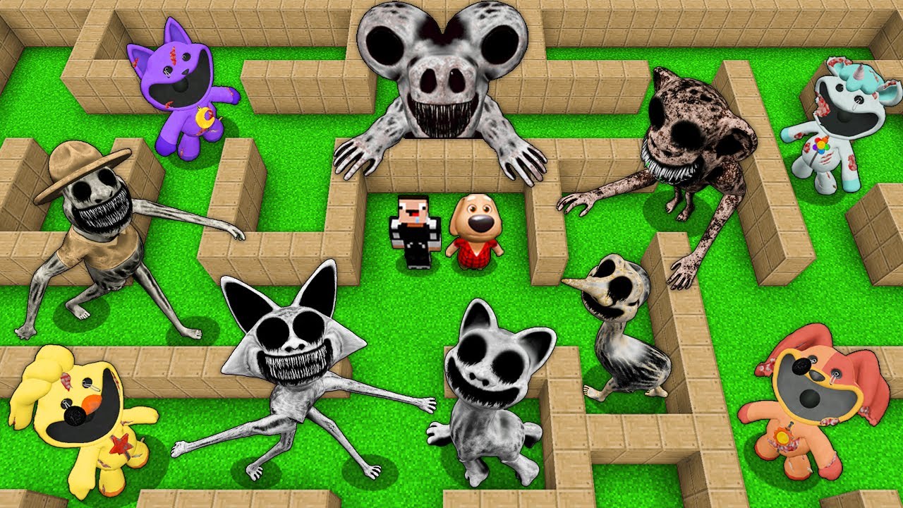 SURVIVAL IN MAZE WITH ZOONOMALY & SMILING CRITTERS CATNAP DOGDAY Kicken Chicken in Minecraft - VIDEO