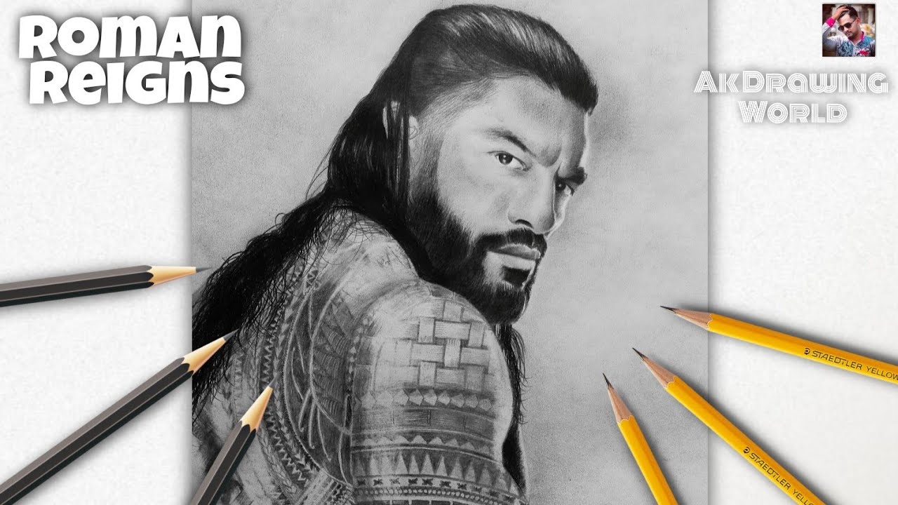 Roman Reigns Drawing | Tribal Chief | Ak Drawing World - YouTube