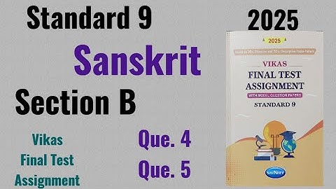 Standard 9 Sanskrit | Vikas Final Test Assignment 2025 |Sanskrit Section B Que. 4, 5 |English Medium