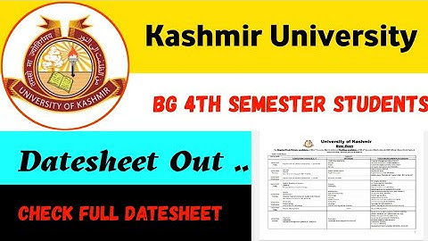 Kashmir University | Bg 4th Semester DateSheet Out | Check Full Datesheet