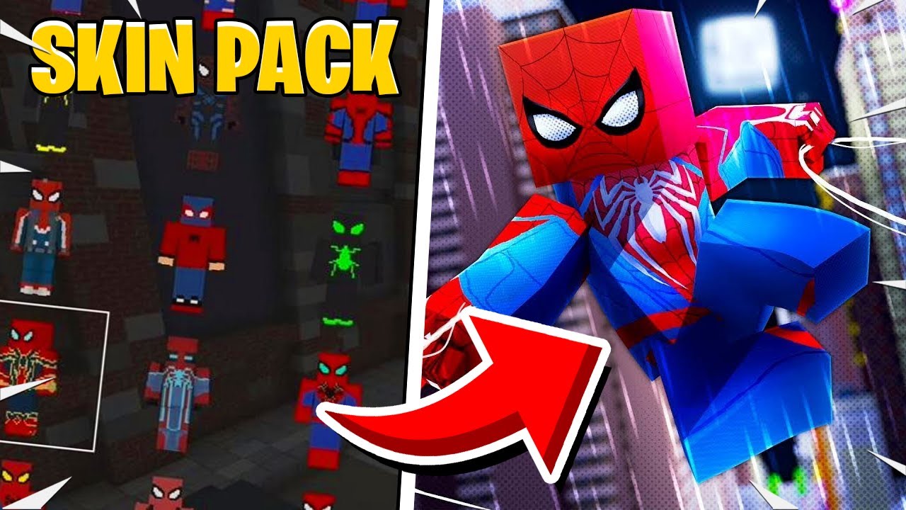 How to Get Spider Man No Way Home Skin Pack on MCPE  - (Xbox, PS4,  Switch, Win 10, Pocket, MCPE) - YouTube