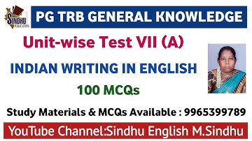 Indian Writing in English VII-A MCQs / Unit-wise Test 7 A / Objective Q&A Book 