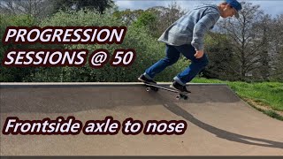 1min progression session, Frontside axel, nose, switch drop in....