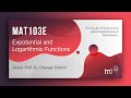 İTÜ AKE | MAT103E Exponential and Logarithmic Functions
