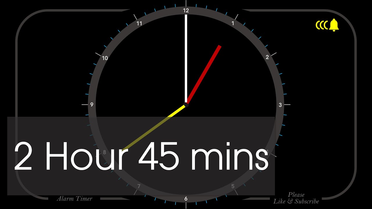 2 Hour 45 Minutes - Analog Clock Timer & Alarm - 1080p - Countdown