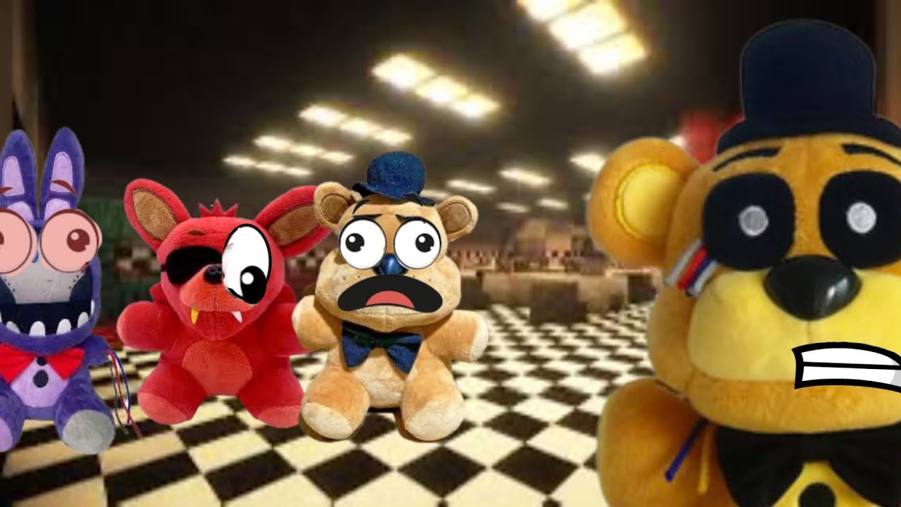  ( The idiots )￼ golden Freddy meets Freddy crack bear Toxy the bull dog and withered bonnet 