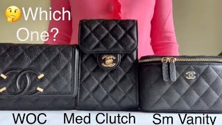 Chanel Small Vanity with Chain | Phone Holder Clutch Chain | CC Filigree WOC Comparison | Chanel LV