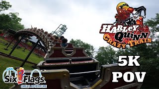 Harley Quinn Crazy Train Back Row POV [5K] | Six Flags Great Adventure 2023