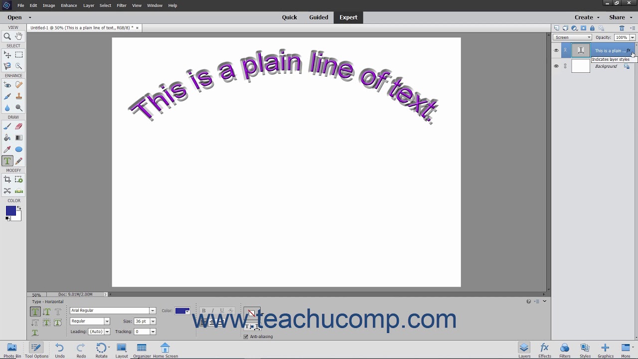 Photoshop Elements 2021 Tutorial Applying Layer Styles to Text Layers ...