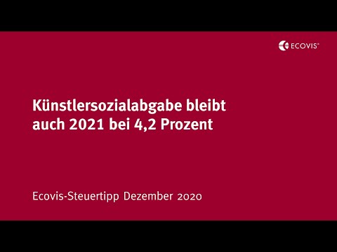 Künstlersozialabgabe bleibt auch 2021 bei 4,2 Prozent - Ecovis-Steuertipp
