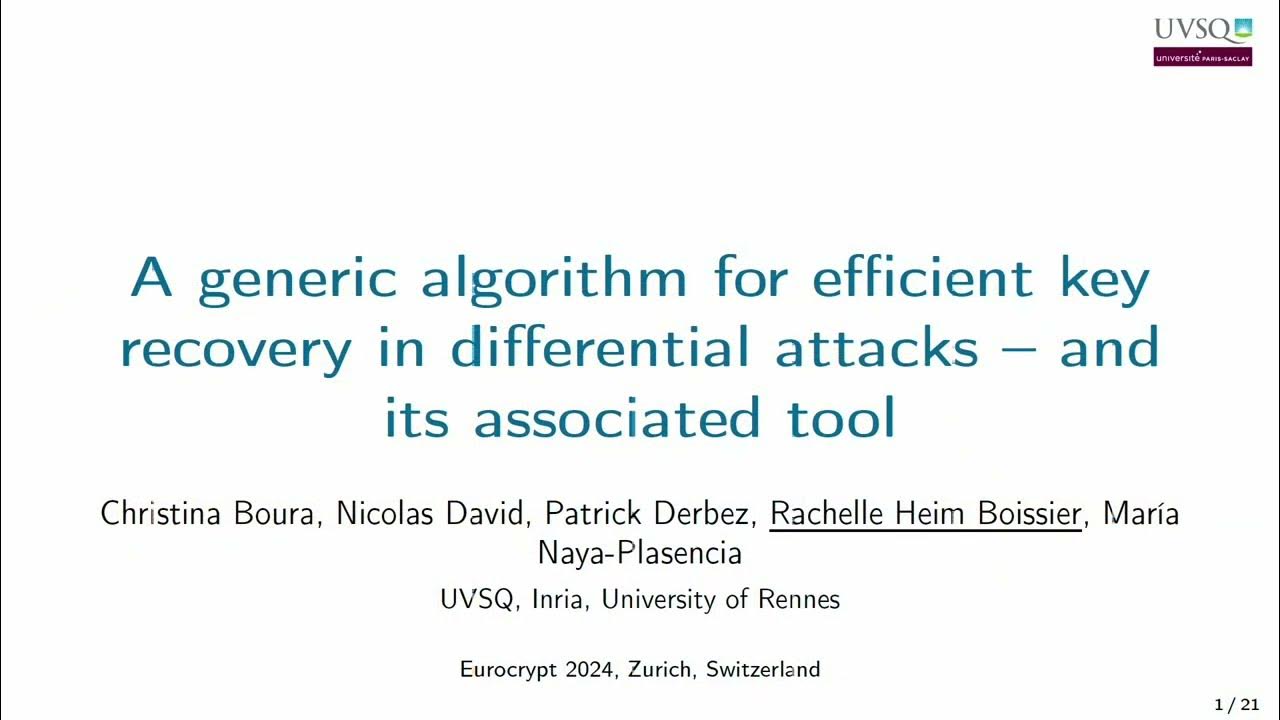 Tools for Symmetric Cryptanalysis (Eurocrypt 2024) YouTube