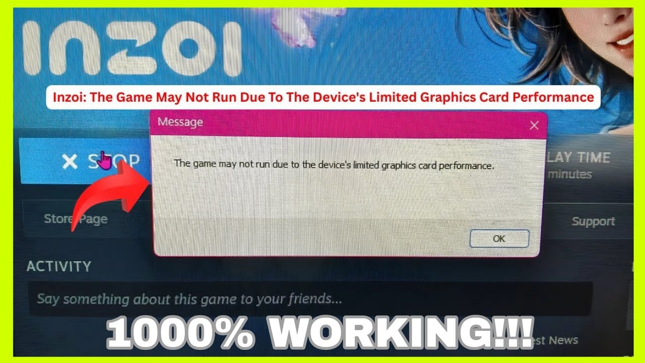 Fix inZOI GPU Warning: The Game May Not Run Due to Limited Graphics Card