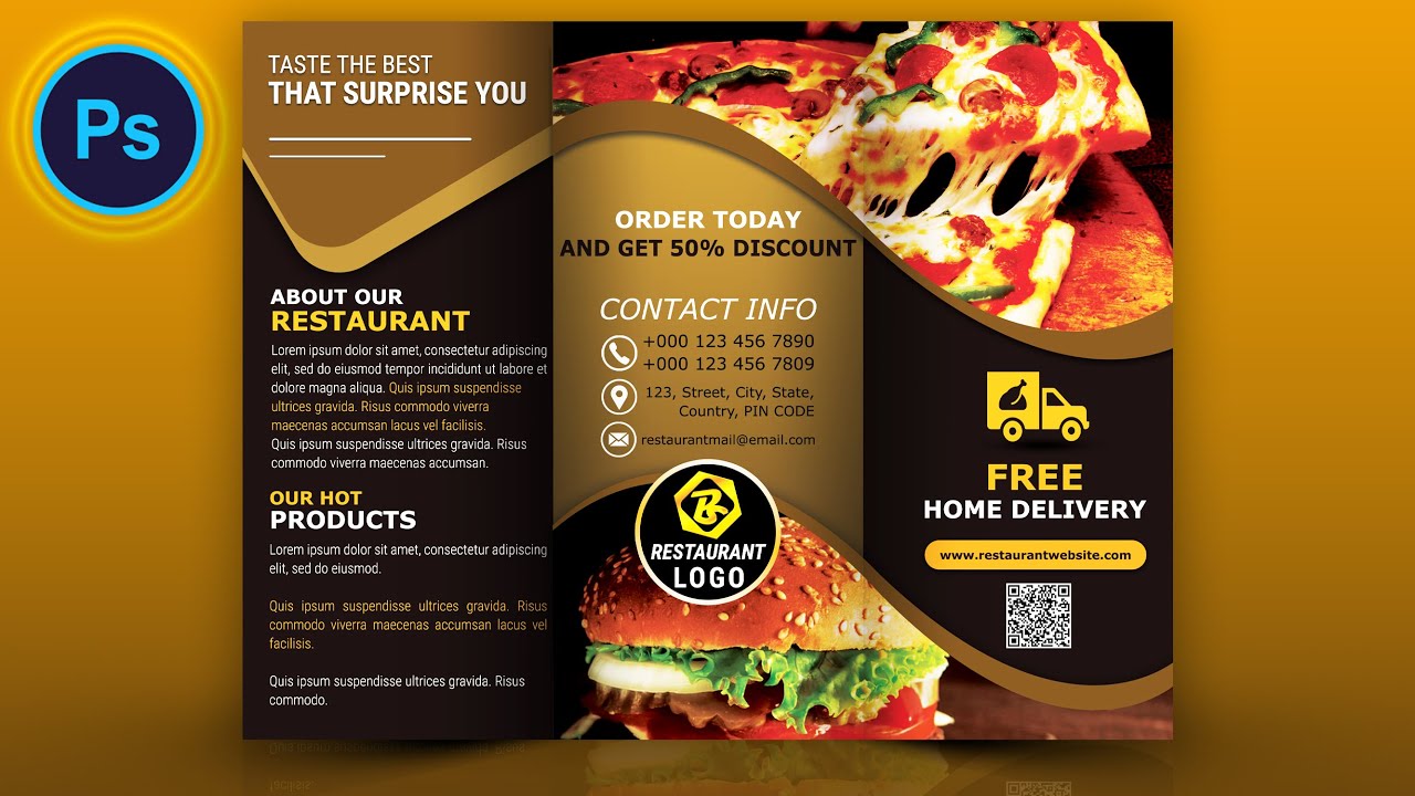 Food Restaurant TriFold Brochure Design How To Design Restaurant Tri