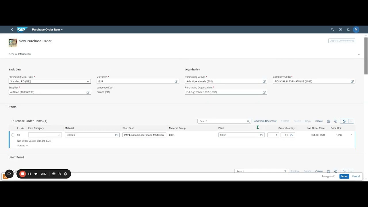 Manage Purchase Orders in SAP FIORI SAP MM S4HANA - YouTube