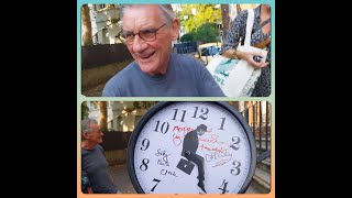 MICHAEL PALIN signs a Silly Walks / Farts Clock for Charity 7/9/23 ALSO signed by John Cleese !!!