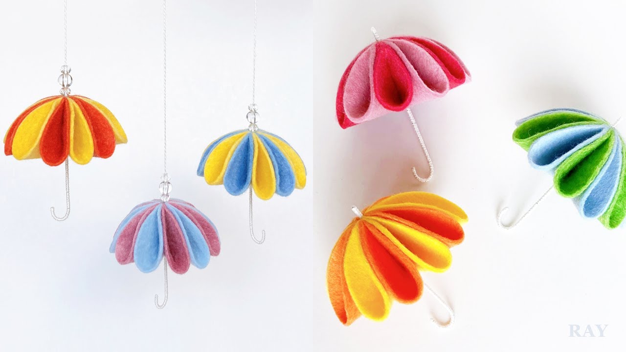 フェルトで作る簡単 かわいい傘の作り方 Diy Easy Felt Umbrella Wall Hanging Decoration Youtube