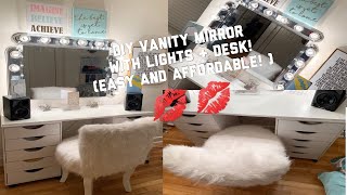 GORGEOUS DIY Vanity Mirror with Lights and Desk! | IKEA HACK