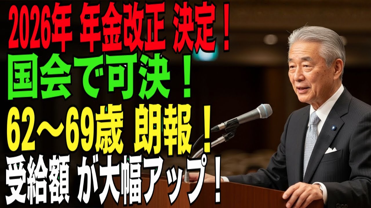 【62〜69歳 必見】2026年の年金がこう変わる！受給額がここまで増えるとは…最新改正を完全解説！#年金#年金改正#2026年年金
