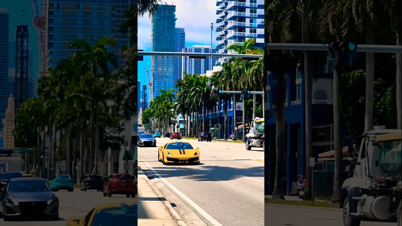 Beautiful car 💛✨🇺🇸 Biscayne Blvd, Miami 🇺🇸 