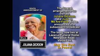 Juliana Dickson ~ Short Obituary