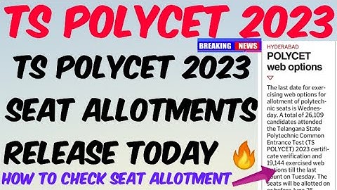 TS POLYCET 2023 Seat Allotment Release Today 😃 || TS POLYCET 2023 Seat Allotment Release Time..?🤔