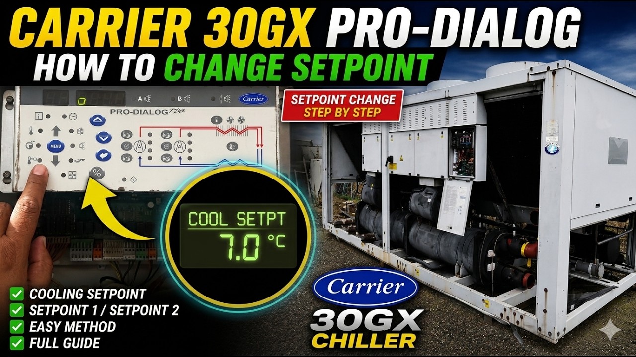 Changing A Control Set Point How to Change Setpoint setting on Carrier 30GX Pro-Dialog part 5 # ...