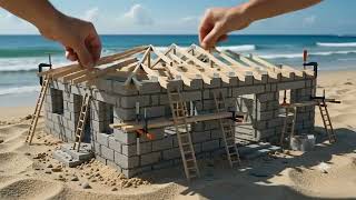 Miniature DIY Luxury Beach House Construction Timelapse | Tiny Oceanfront Villa Build from Scratch