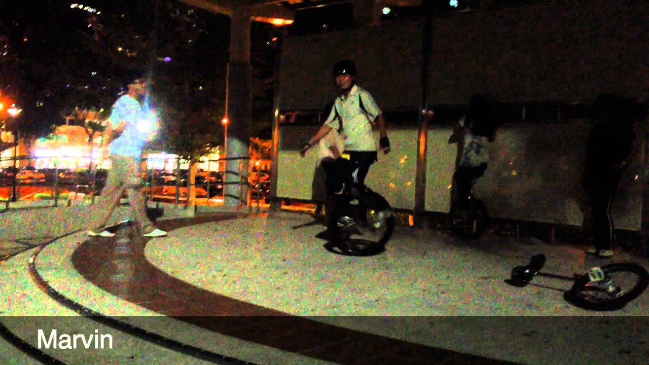 201211Nov01 Unicycle Singapore Bedok Going Down Steps YouTube