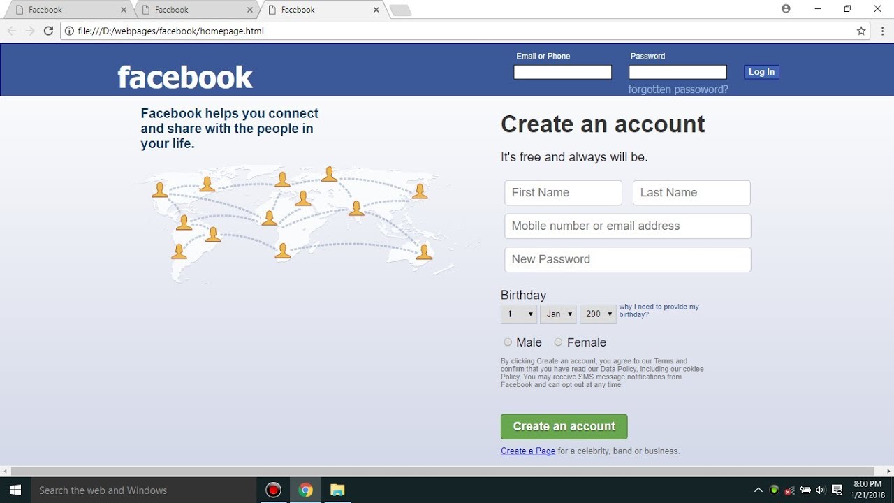 How to Create Facebook Login Page in HTML and CSS