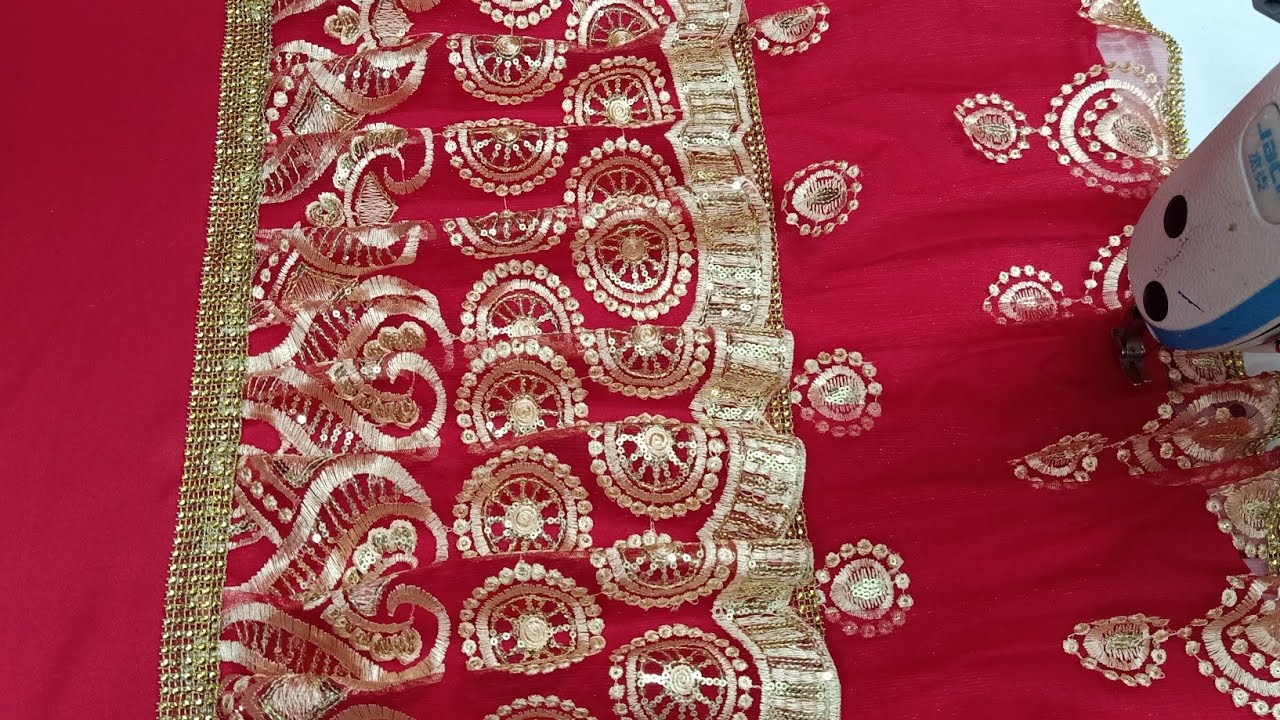 خياطة ملاية سرير ب 2كورنيش ساري هندي /طريقة تركيب الاستراس