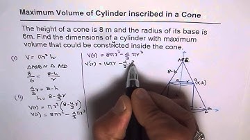 Calculus Derivatives Maximum Volume of Cylinder in Cone