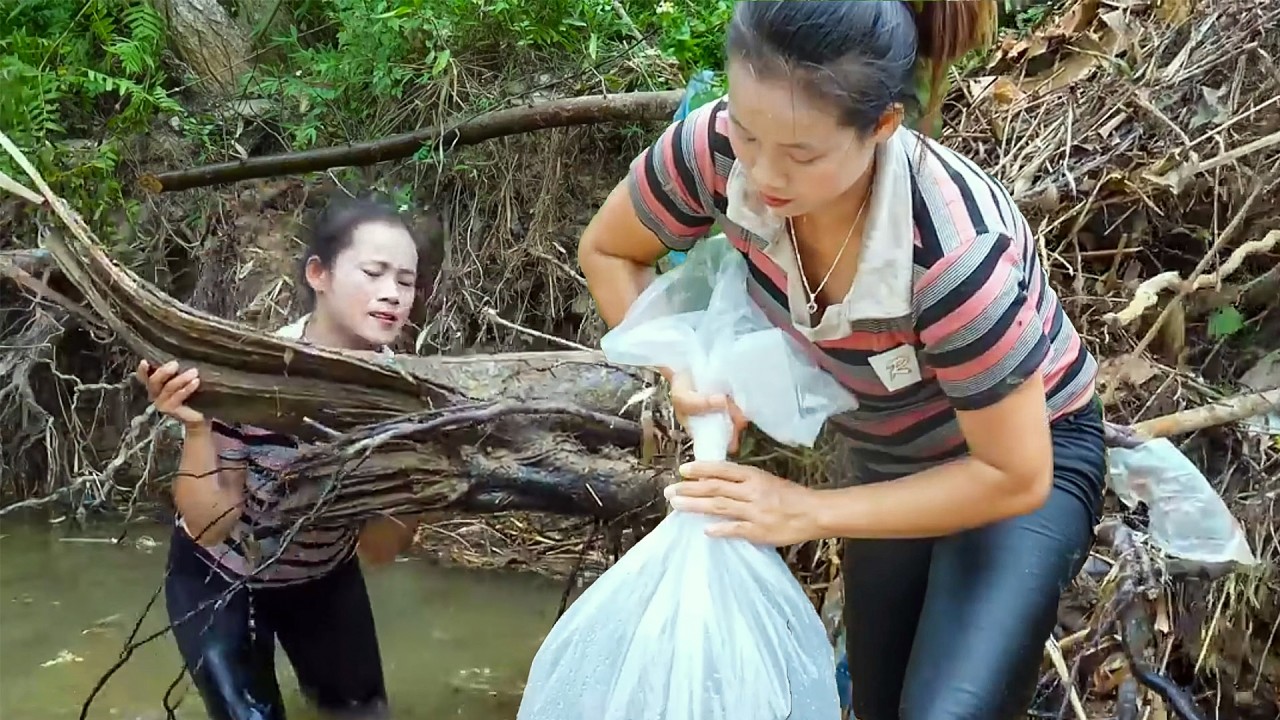 Digging Wild Plant Roots, Catching Fish and Harvesting Forest Fruits for Sale